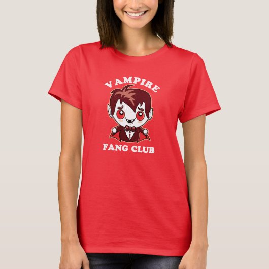 Fang Club | Funny Pun en Cute Vampire T-shirt (Voorkant)