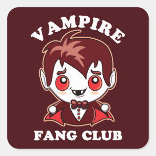 Fang Club Funny Pun en Cute Vampire Vierkante Sticker