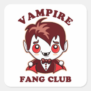 Fang Club Funny Pun en Cute Vampire Vierkante Sticker