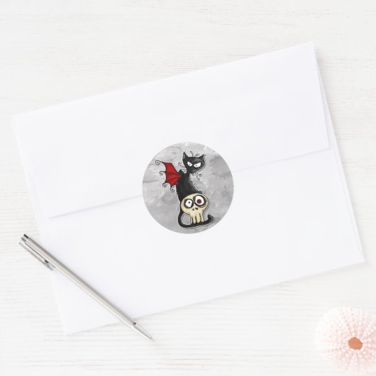 fang kat ronde sticker (Envelop)