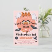 FANG Tastic Little Boo Halloween Birthday Party Kaart (Staand voorkant)