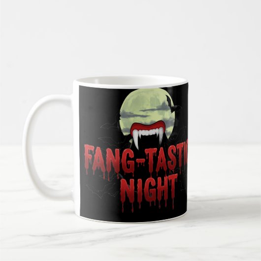 Fang-tastic Night - Vampire Fangs & Bat Halloween Koffiemok (Links)