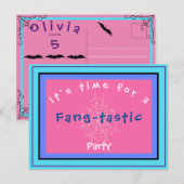 Fang-tastic Spiderweb & Bat Birthday Invite Postca Briefkaart (Voorkant / Achterkant)