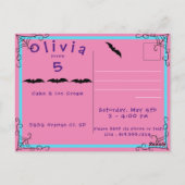 Fang-tastic Spiderweb & Bat Birthday Invite Postca Briefkaart (Achterkant)