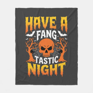 Fang-Tastische Nacht Halloween Schedel en Vleermui Fleece Deken