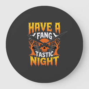Fang-Tastische Nacht Halloween Schedel en Vleermui Grote Klok