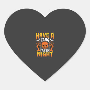 Fang-Tastische Nacht Halloween Schedel en Vleermui Hart Sticker