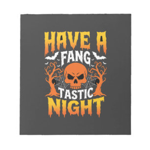 Fang-Tastische Nacht Halloween Schedel en Vleermui Notitieblok