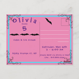 Fang-tastische spinnenweb- en vleermuis-verjaardag briefkaart