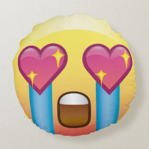 Fangirl Crazy Heart Eyes Sparkle Emoji Postage Rond Kussen