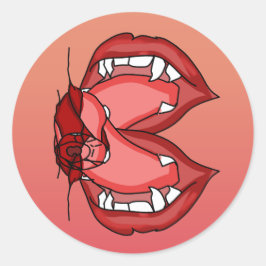 Fangs Unleashed: De felle uitdrukking van een vamp Ronde Sticker