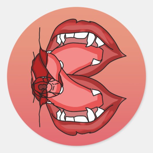 Fangs Unleashed: De felle uitdrukking van een vamp Ronde Sticker (Voorkant)