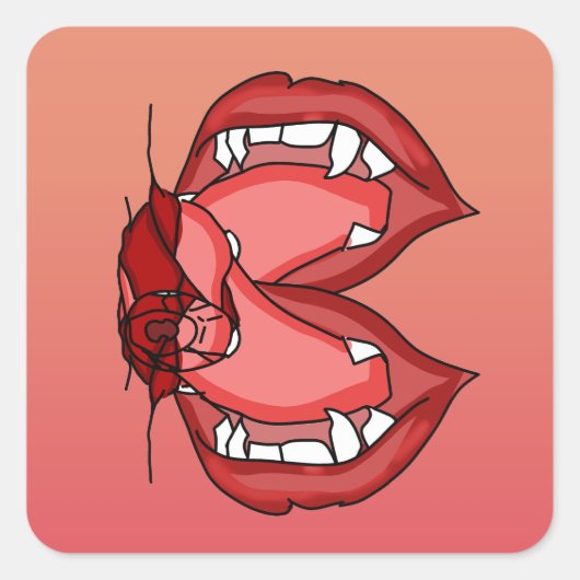 Fangs Unleashed: De felle uitdrukking van een vamp Vierkante Sticker (Voorkant)