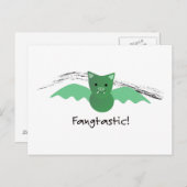 Fangtastic Green Bat Briefkaart (Voorkant / Achterkant)