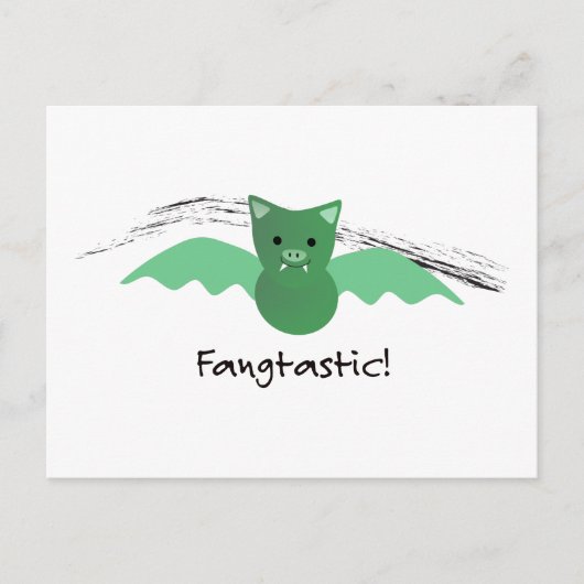 Fangtastic Green Bat Briefkaart (Voorkant)