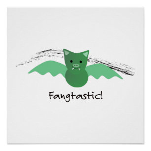 Fangtastic Green Bat Perfect Poster