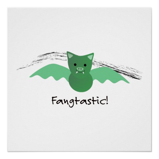 Fangtastic Green Bat Perfect Poster (Voorkant)