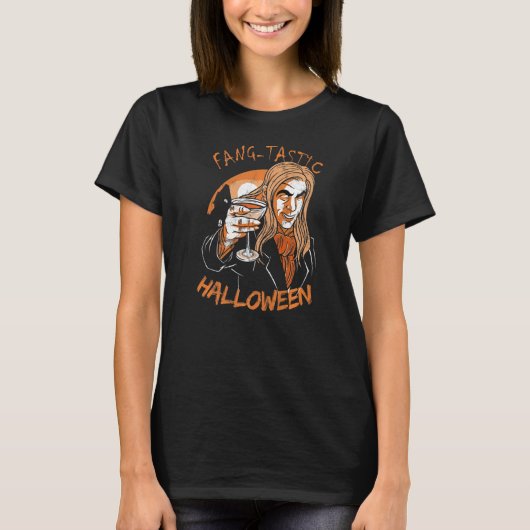 Fangtastisch Halloween Vampire Pun Gezegde T-shirt (Voorkant)