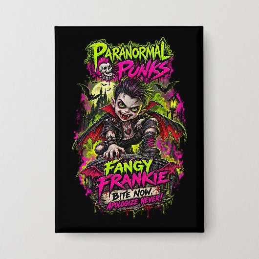 Fangy Frankie – Paranormale Punks Button (Voorkant)