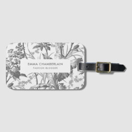 Fanical Black en White Chinoiserie Custom Bagagelabel