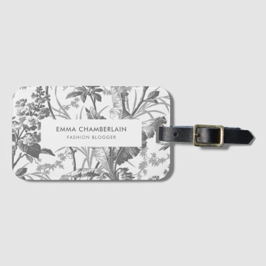 Fanical Black en White Chinoiserie Custom Bagagelabel (Voorkant (horizontaal))