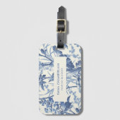 Fanical Blue en White Chinoiserie Custom Bagagelabel (Voorkant (verticaal))