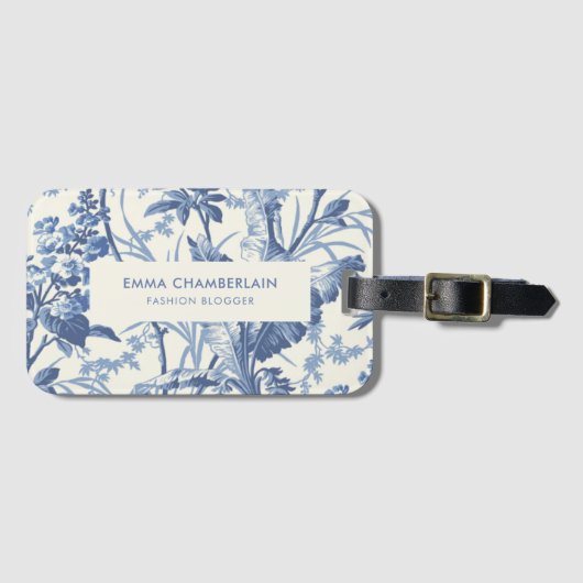 Fanical Blue en White Chinoiserie Custom Bagagelabel (Voorkant (horizontaal))