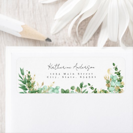 Fanical Gold Greenery Return Address Label (Insitu)