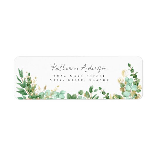 Fanical Gold Greenery Return Address Label (Voorkant)