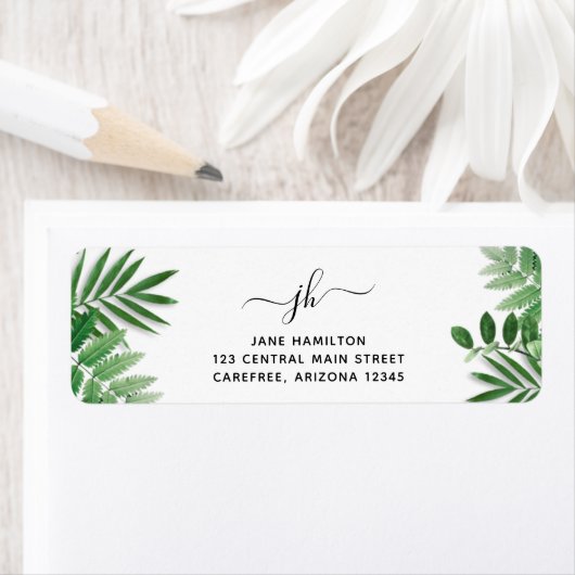 Fanical Greenery Monogram Return Address Label (Insitu)