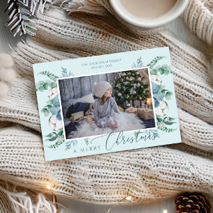 Fanical Holiday Foto van Merry Kerstmis Waterverf Kaart