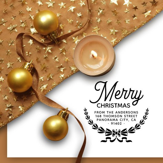 Fanical Merry-kerstfamilieadres Rubberstempel