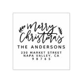 Fanical Merry-kerstfamilieadres Rubberstempel (Afrduk)
