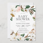 Fanisch Blush White Floral Wreated Baby shower Kaart (Voorkant)