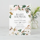 Fanisch Blush White Floral Wreated Baby shower Kaart (Staand voorkant)