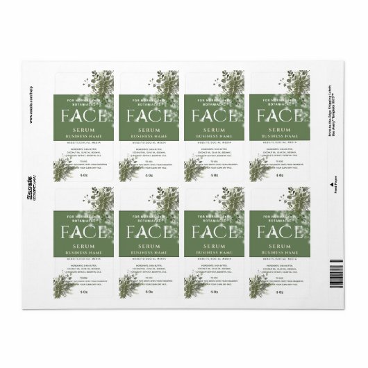 Fanisch Mesulp FACE-serumetiket Etiket (Full Sheet)