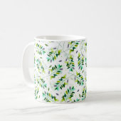 Fanische bladeren met violet en groen Waterverf Koffiemok (Voorkant links)