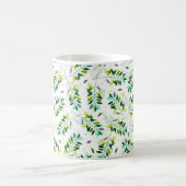 Fanische bladeren met violet en groen Waterverf Koffiemok (Center)