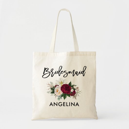 Fanische Floral Bridesmaid voor penseelscript Tote Bag (Voorkant)