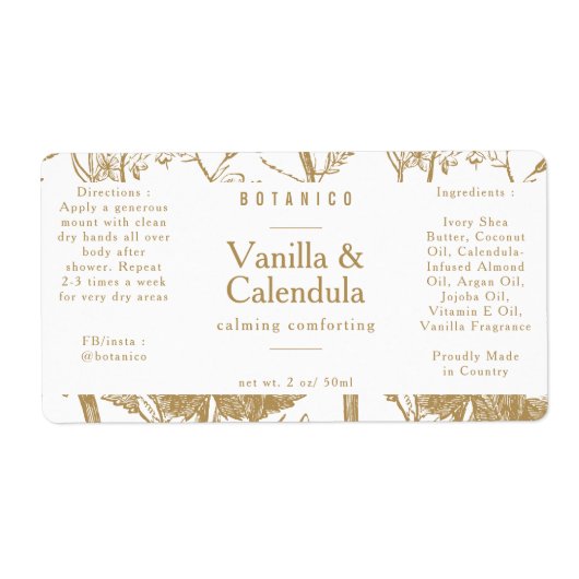 Fanische Floral Ingrediënten Gold White Labels (Voorkant)