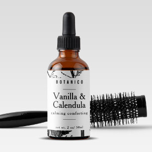 Fanische Floral Ingrediënten Zwarte Witte Etikette Etiket