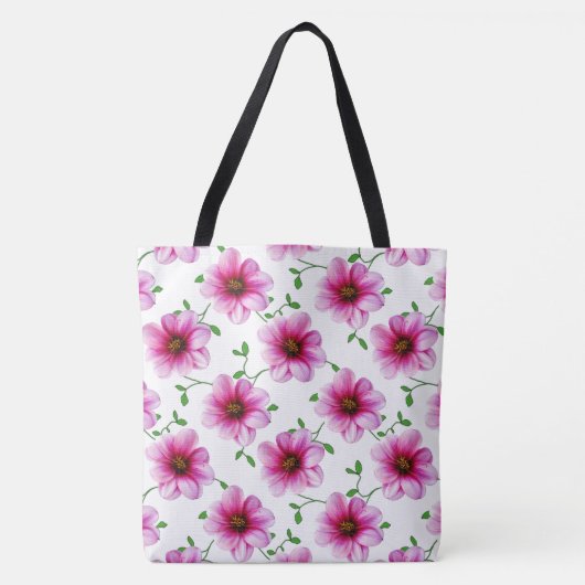Fanische Floral roze op elke kleur Tote Bag (Voorkant)