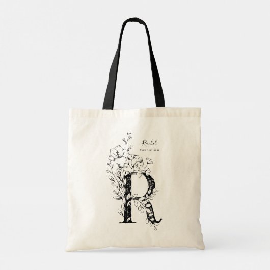 Fanische florale letter R rustic monogrammen Tote Bag (Achterkant)