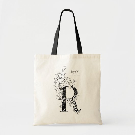 Fanische florale letter R rustic monogrammen Tote Bag (Voorkant)