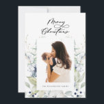 Fanische foto van Merry KerstArctic Winter Feestdagenkaart<br><div class="desc">Arctische winter botanische,  multifotoreportkaart. Vrolijk kerstfeest in elegant zwart schrift. Kaart,  elegante waterverf lijsten winterbessen,  katoen,  bladeren en dikke darm,  met coördinatie van de klassieke zwarte kleuring. Enige foto op voorzijde en twee foto's op achterzijde.</div>
