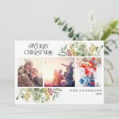 Fanische foto van Merry KerstGold Winter Feestdagenkaart (Staand voorkant)