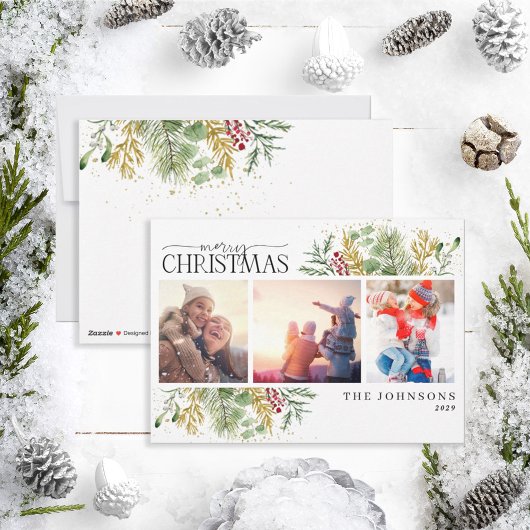 Fanische foto van Merry KerstGold Winter Feestdagenkaart