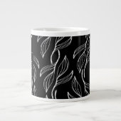Fanische groen Floral Black en White Monogram Grote Koffiekop (Voorkant)