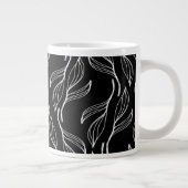 Fanische groen Floral Black en White Monogram Grote Koffiekop (Rechts)