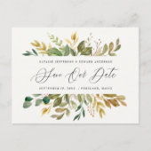 Fanische waterverf groene gouden herfst modern scr briefkaart (Voorkant)